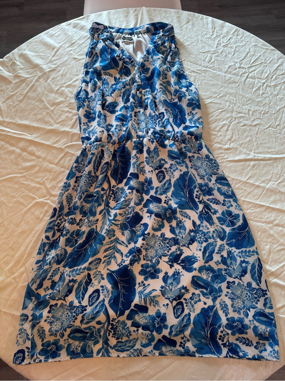Mud Pie Blue and White Floral Sleeveless Dress